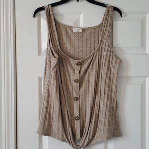 Tan/taupe tie-front shirt